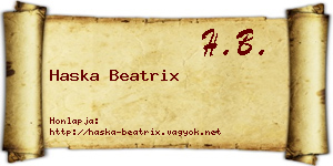 Haska Beatrix névjegykártya